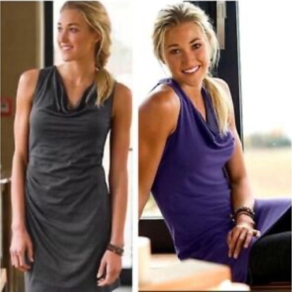 Athleta Reversible Cowl Neck Gray Drape Dress Size XS